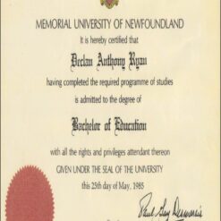 Buy college degree from the Memorial University of Newfoundland