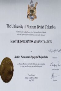 Buy college degree from The University of Northern British Columbia
