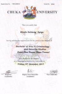 Buy college degree from The Chuka University