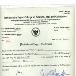 Buy college degree from The Dayananda Sagar University